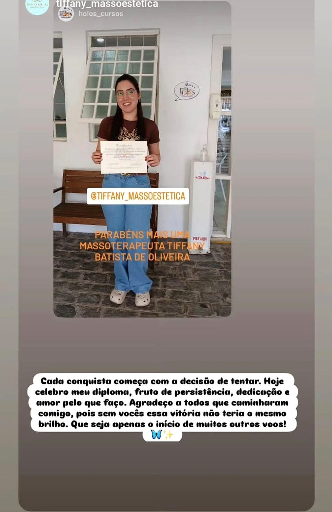 Aluna formada na Massoterapia Holos